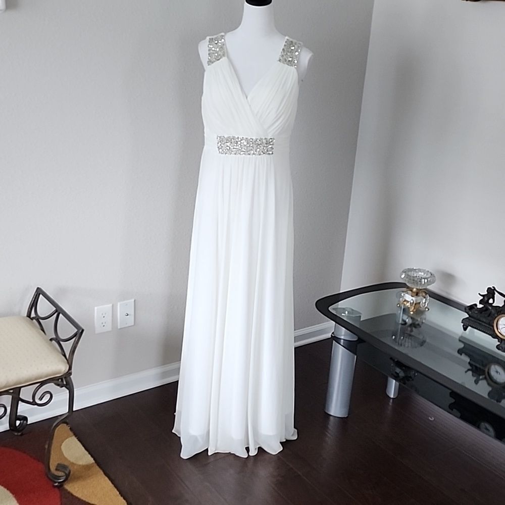 Conail Coco Women Ruched Waist Rhinestone Casual Tulle Long Dress - Picture 2 of 16